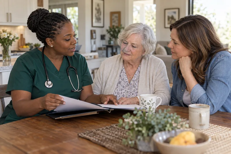 A home health professional supporting care in a familiar setting