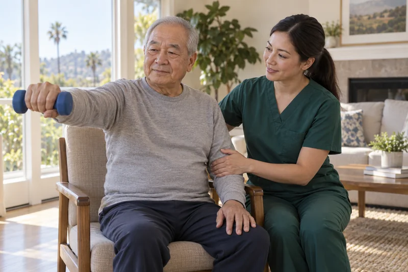 A home health professional supporting care in a familiar setting